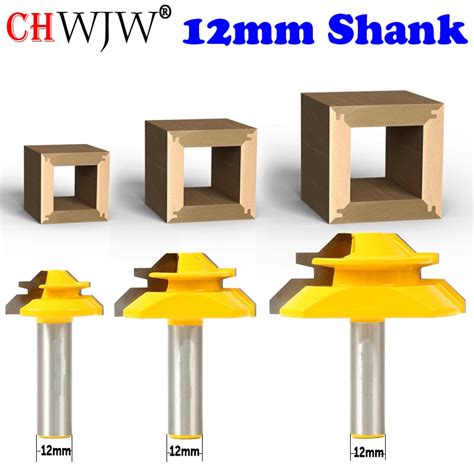 CHWJW 1PC 12mm Shank Industrial Quality Medium Lock Miter Router Bit