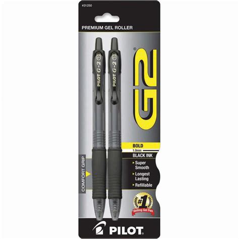 Pilot G2 Premium Gel Roller Pen Bold 10 Set Of 2 Black Planner