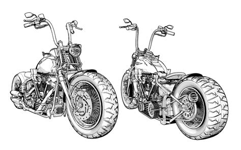 Harley Davidson Chopper Drawings