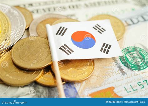 Stack of Coins Money with South Korea Flag, Finance Banking Concept ...