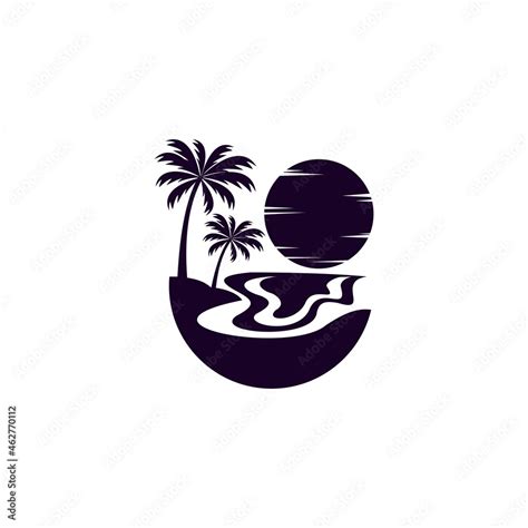 Beach logo silhouette design vector illustration Stock Vector | Adobe Stock