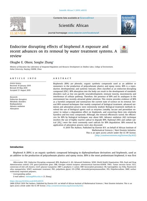 Pdf Endocrine Disrupting Effects Of Bisphenol A Exposure And Recent