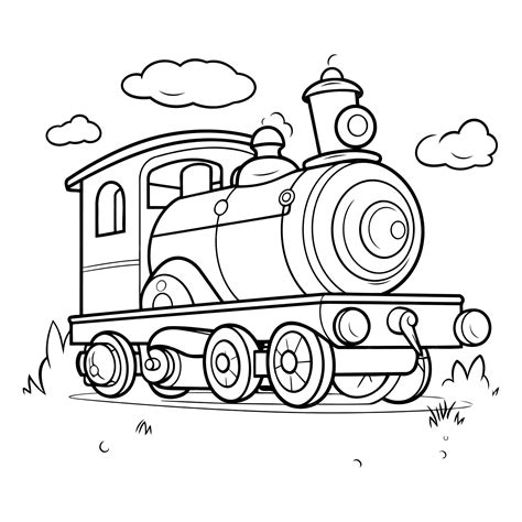 Premium Vector | Black and white cartoon of a steam locomotive