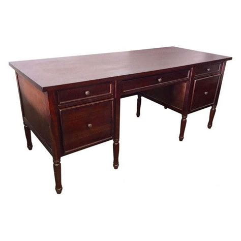Offex Elegant Mahogany Wood Colonial Office Desk With 5 Drawers