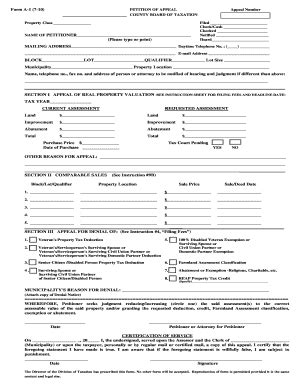 Fillable Online Form A Petition Of Appeal Petition Of Appeal County