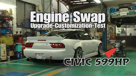 JDM Powerhouse: Civic Garage RCR Engine Swap Into Nissan Sileighty '98 - YouTube