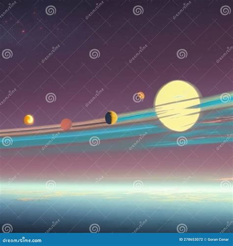 Planets on a night sky stock illustration. Illustration of poster ...