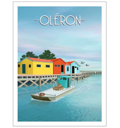 Affiche Vintage Cabanes d Oléron Au Plaisir d offrir Oléron