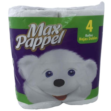 Papel Higienico Max Pappel 4 Rollos Hojas Dobles Farmacia La Moderna