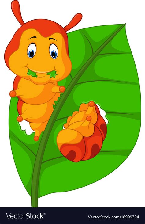 Funny Caterpillar Eating Leaf Royalty Free Vector Image