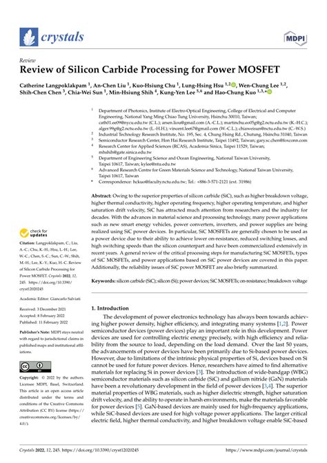 Pdf Review Of Silicon Carbide Processing For Power Mosfet