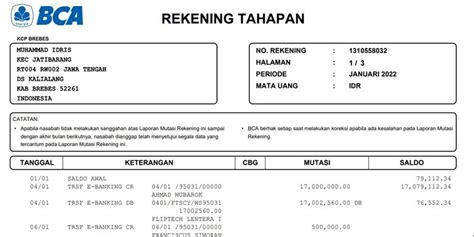 Pengertian Rekening Koran Fungsi Contoh Dan Cara Mencetaknya