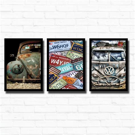 Kit Placas Decorativas X Cm Fusca E Kombi Carros Elo