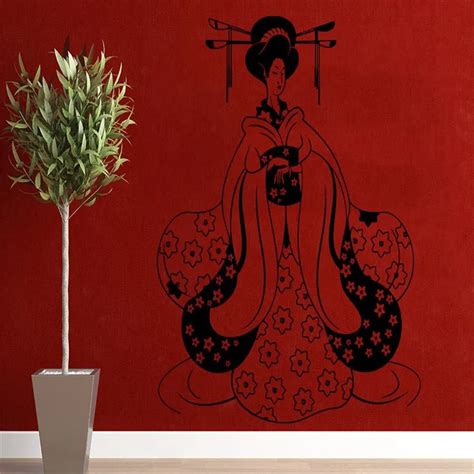 Special Dressed Geisha Pattern Wall Sticker Home Livingroom Creative