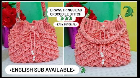 Crochet Crocodile Sticth Handbag Tutorial Tas Rajut Serut Motif