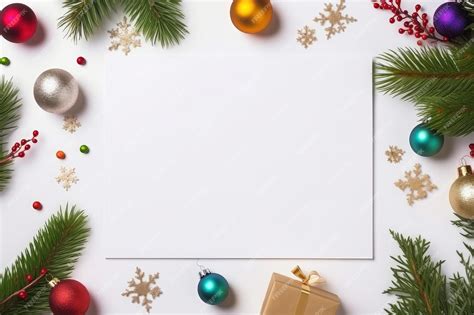 Plantilla De Tarjeta De Navidad Con Fondo Blanco Foto Premium