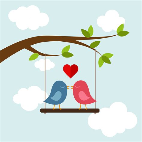 Love Birds In Tree Clipart