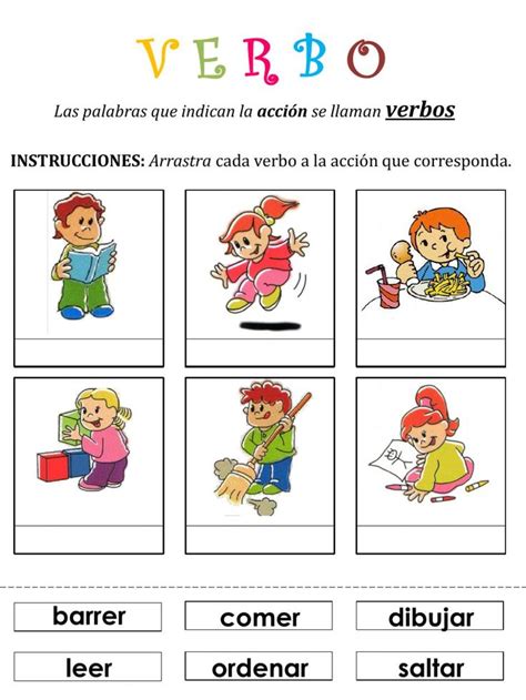 Actividad Online De El Verbo Para Primaria Cae Verbos Para Ni Os