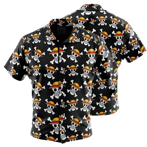 Luffy Straw Hat Crew Jolly Roger Hawaiian Shirt One Piece Universe Store