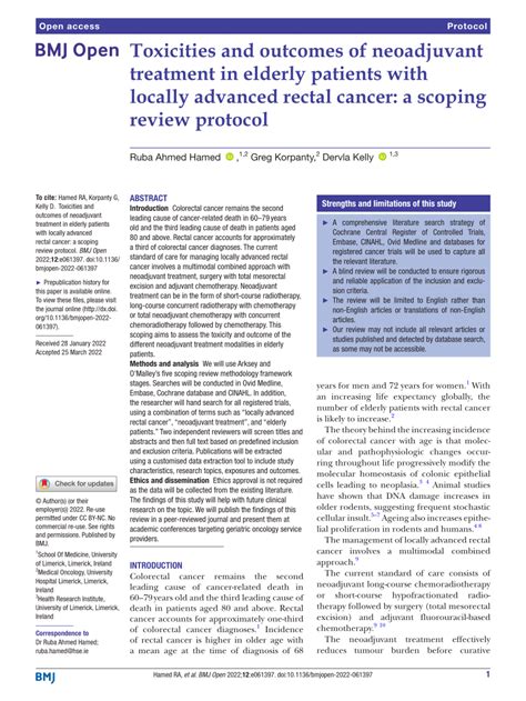 Pdf Toxicities And Outcomes Of Neoadjuvant Treatment In Elderly