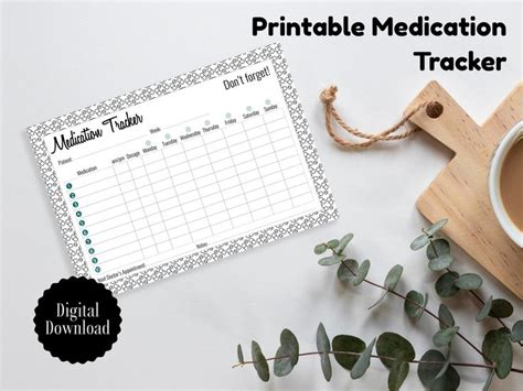 Printable Medication Log Medication Tracker Medication List Instant