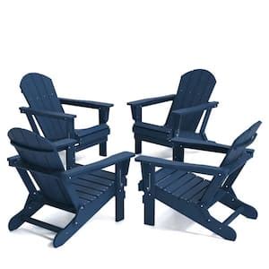 Reviews For Jearey Classic Navy Folding Plastic Adirondack Chair Set