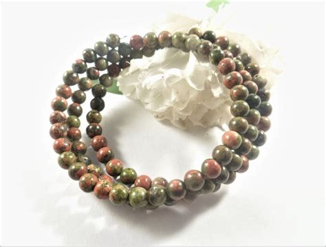 Unakite Bracelet Unakite Wire Wrap Bracelet Unisex Gemstone Bracelet