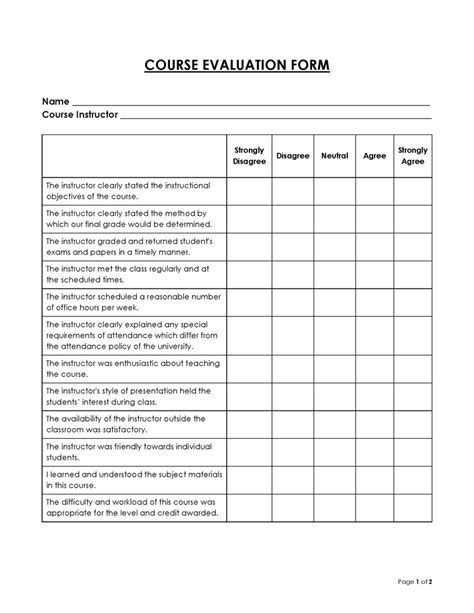 16 Course Evaluation Form Templates And Effective Practices