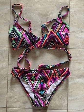 Geometric Print Wrap Tie Back Bikini Set SheIn Sheinside