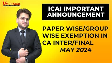 Paper Group Wise Exemption Plan For CA Inter Final May 24 ICAI