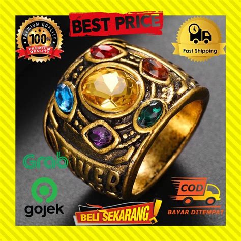 Jual Cincin Pria Titanium Batu Infinite Stone Thanos Marvel Premium