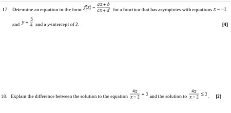 Solved 17 Determine An Equation In The Form Ax B Cx D For