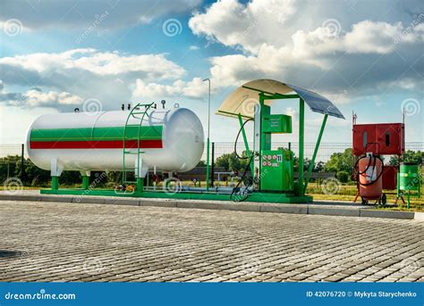 Natural Gas Fuel Tank At Car Filling Station Stock Photo Image Of