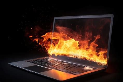 Premium Ai Image A Laptop With A Fire On It That Is On Fire