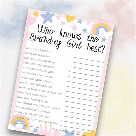 Who Knows The Birthday Girl Best Slumber Party Girls Birthday Games Sleepover Game Girls Party