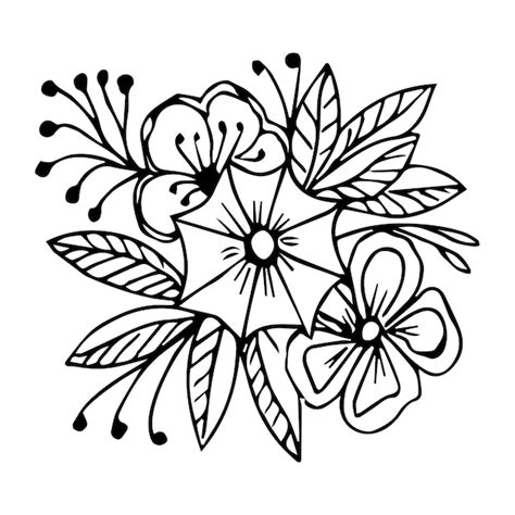 Premium Vector Hand Drawn Flower Arrangement In Black And White