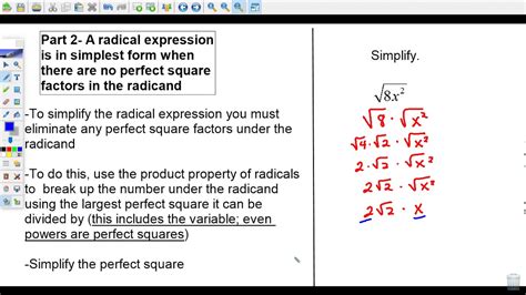 Sec 112 Simplify Radical Expressions Part 2 Youtube