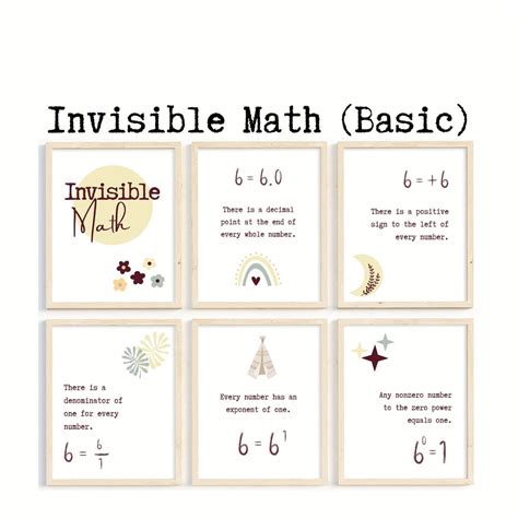 Math Classroom Posters Invisible Math Printable Wall Art For Math Teachers Middle High School