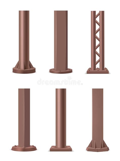 Steel Pipes Realistic Ads Street Steel Columns Decent Vector