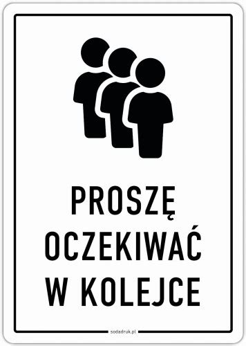 Proszę oczekiwać w kolejce naklejka Drukarnia SODA Druk