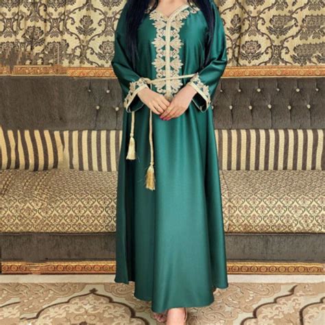 Ramadan Dubai Abaya Jalabiya Embroidery Islamic Dress Caftan Moroccan