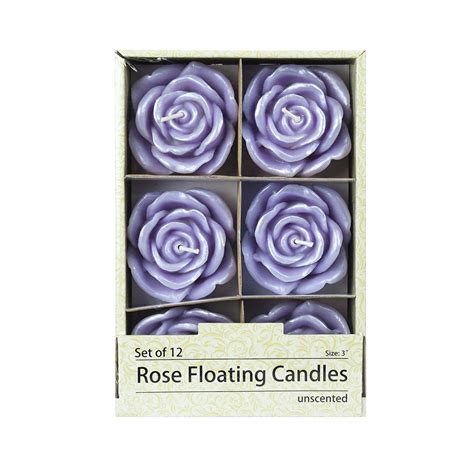 3 Inch Purple Rose Floating Candles 12pc Box