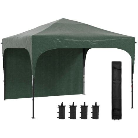 Carpa plegable 3x3 m cenador de jardín con altura ajustable 1 pared