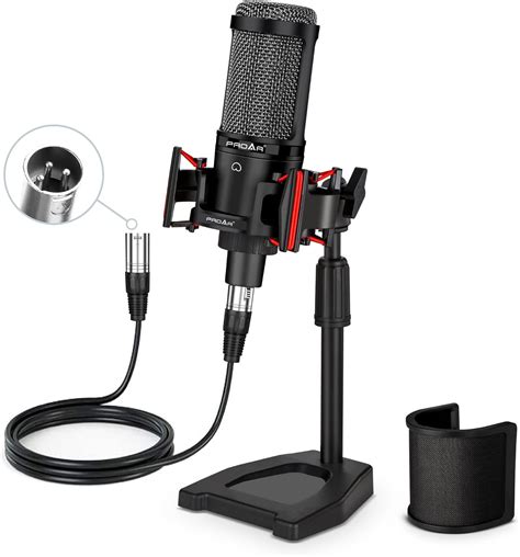 Xlr Podcast Microphone For Pc Computer Professional Cardioid Condenser