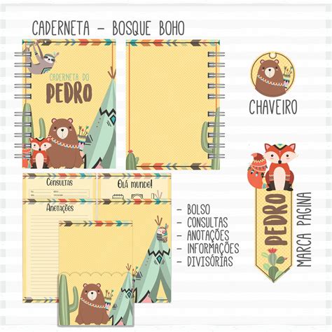 Arquivo Digital Bosque Boho Livro do Bebê Caderneta Elo7