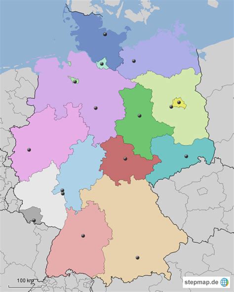 Stepmap Stumme Deutschlandkarte Bundesl Nder Hauptst Dte