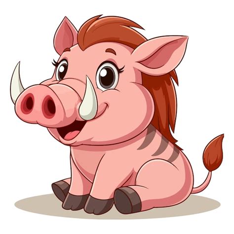 Premium Vector Cute Warthog Vector Cartoon Illustration