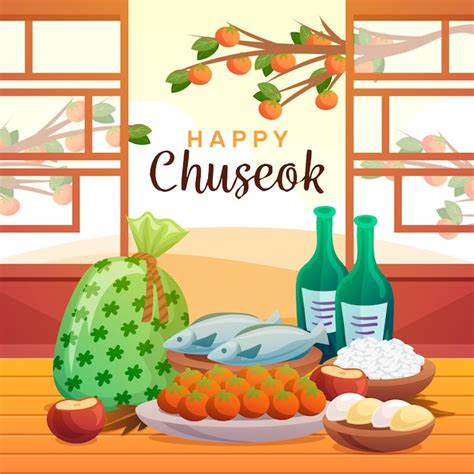 Free Vector Chuseok Festival Drawing Design