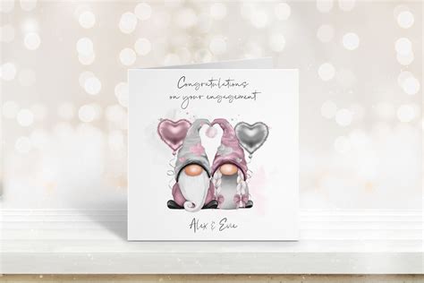 Personalised Gnome Engagement Card Gnome Engagement Card Etsy