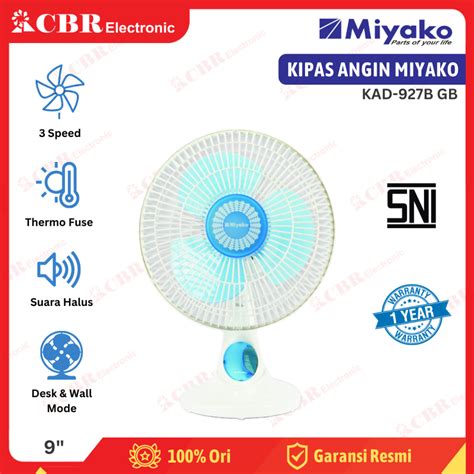 Jual Kipas Angin MIYAKO KAD 927B GB Duduk Dinding Shopee Indonesia